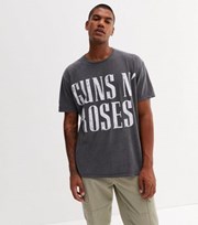 New Look Dark Grey Guns N Roses Oversized Logo T-Shirt